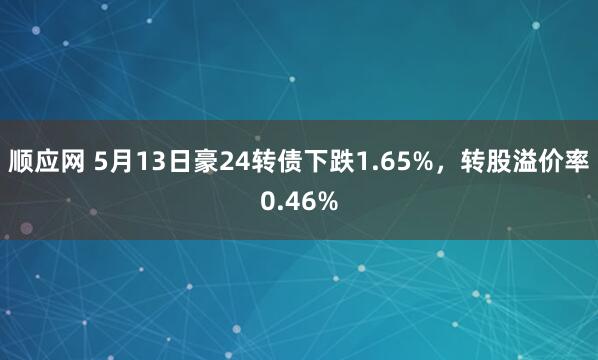 顺应网 5月13日豪24转债下跌1.65%，转股溢价率0.46%
